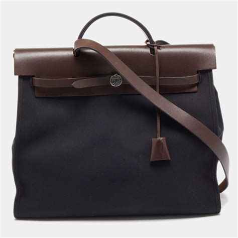 hermes herbag 39 schwarz|Hermes herbag cabas bag.